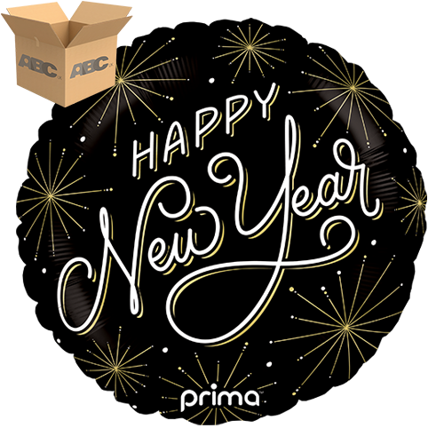 18" Round Happy New Year Fireworks (Case of 50) - Prima