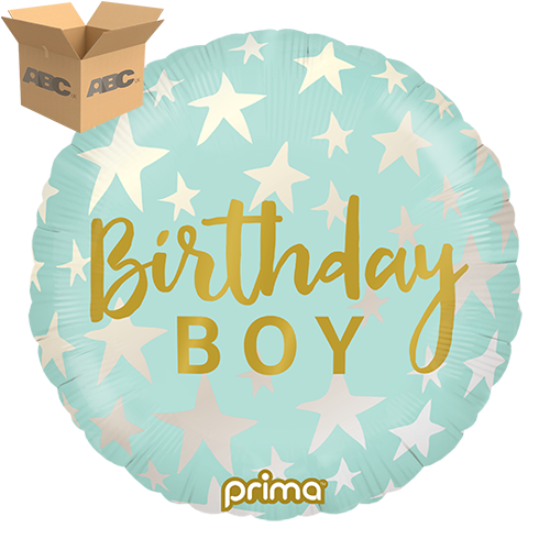 18” Round Birthday Boy Stars (Case of 50) - Prima