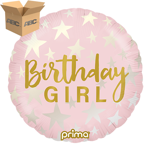 18” Round Birthday Girl Stars (Case of 50) - Prima