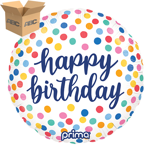 18” Round Happy Birthday Colorful Confetti (Case of 50) - Prima