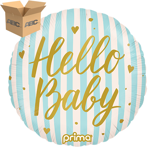 18” Round Hello Baby Blue Stripes (Case of 50) - Prima