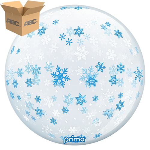 20” Blue & White Snowflakes Sphere (Case of 50) - Prima