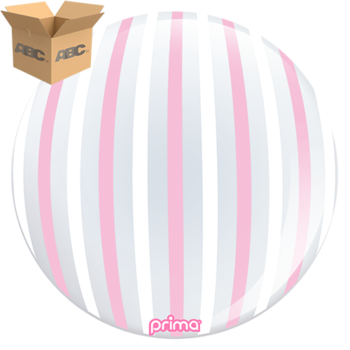 20” Pink & White Stripe Sphere (Case of 50) - Prima
