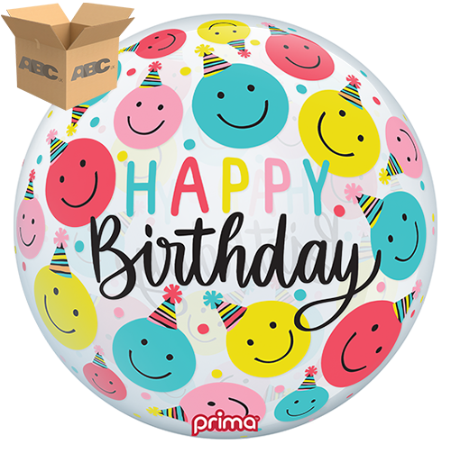 20” Smiley Party Hats Birthday Sphere (Case of 50) - Prima