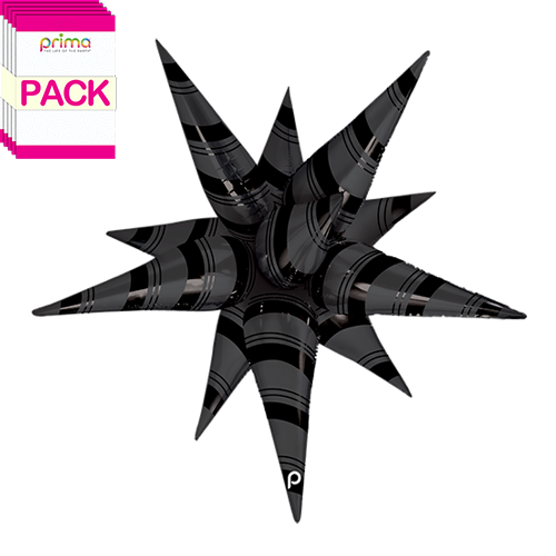 40" Black Matte & Shiny Stripes Starburst (Pack of 5) - Prima