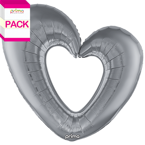 40” Silver Open Heart (Pack of 5) - Prima