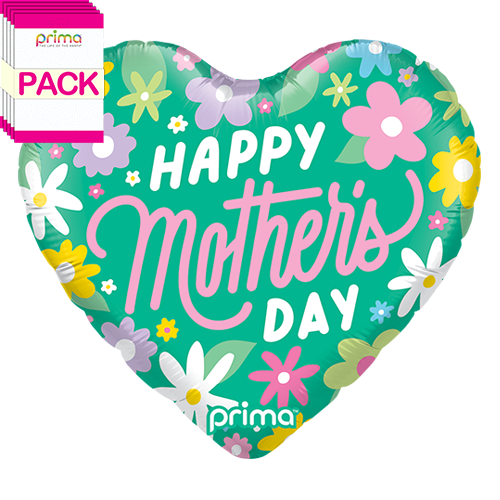 18" Heart Happy Mother's Day Ditsy Floral (Pack of 5) - Prima