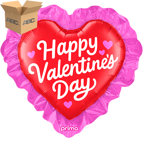 25" Happy Valentine's Day Ruffle Heart (Case of 50) - Prima