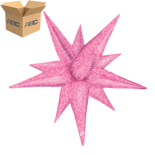 40" Dark Pink Matte & Shiny Leopard Print Starburst (Case of 50) - Prima