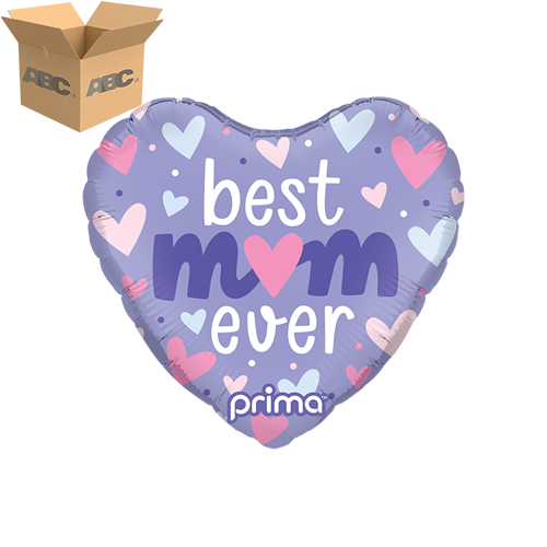 9" Heart Best Mom Ever Pastel Hearts (Case of 50) - Prima