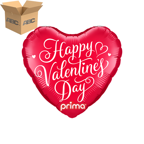9" Heart Happy Valentine's Day Script (Case of 50) - Prima
