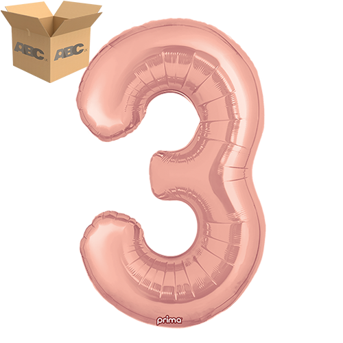 34" Rose Gold Number 3 (Case of 50) - Prima