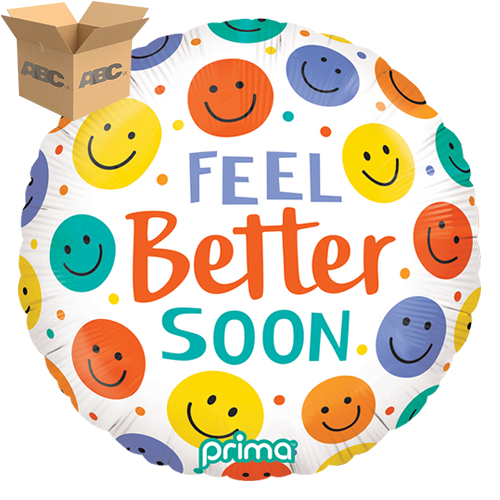 18" Round Feel Better Soon Smile Faces (Case of 50) - Prima