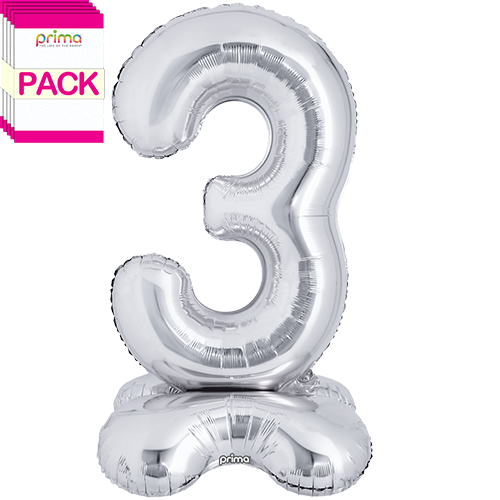40" Silver Standing Number 3 - Prima (Pack of 5)