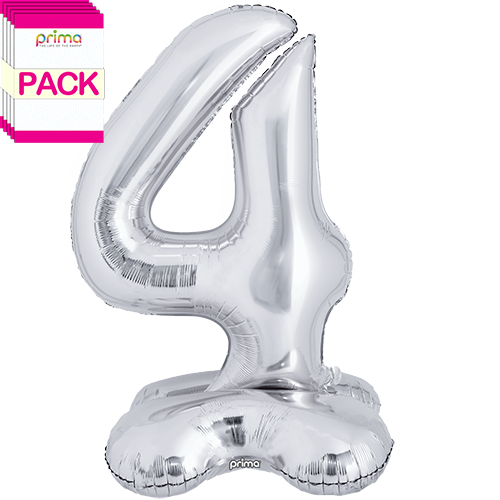 40" Silver Standing Number 4 - Prima (Pack of 5)