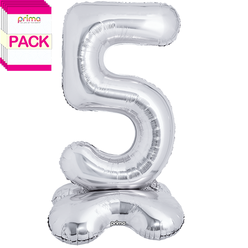 40" Silver Standing Number 5 - Prima (Pack of 5)