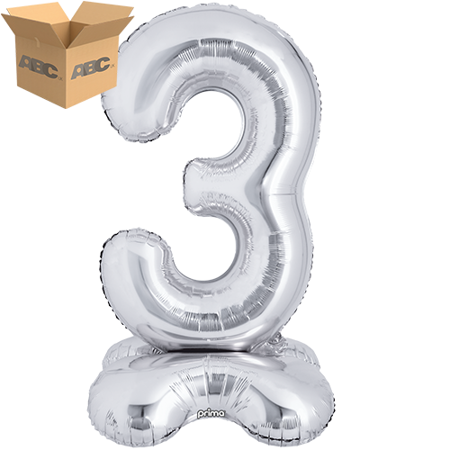 40" Silver Standing Number 3 - Prima (Case of 50)