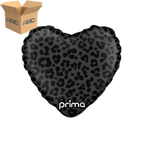 [PD-0030-9-50-6-CASE] 9" Heart Black Shiny & Matte Leopard Print (Case of 50) - Prima