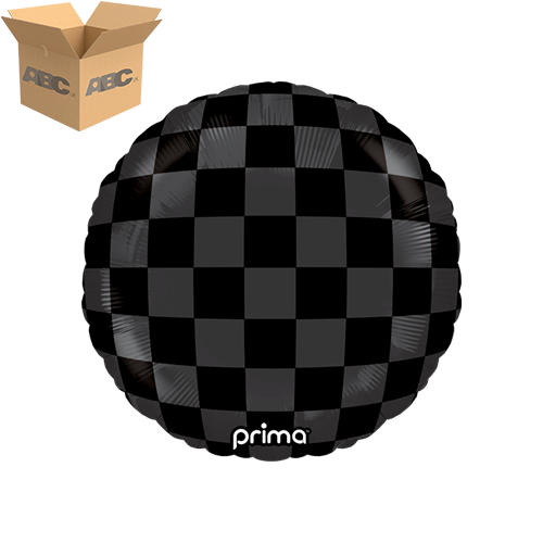 [PD-0028-9-50-6-CASE] 9" Round Black Shiny & Matte Checker Print (Case of 50) - Prima