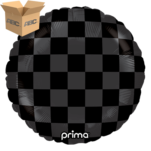 [PD-0029-18-50-1-CASE] 18" Round Black Shiny & Matte Checker Print (Case of 50) - Prima