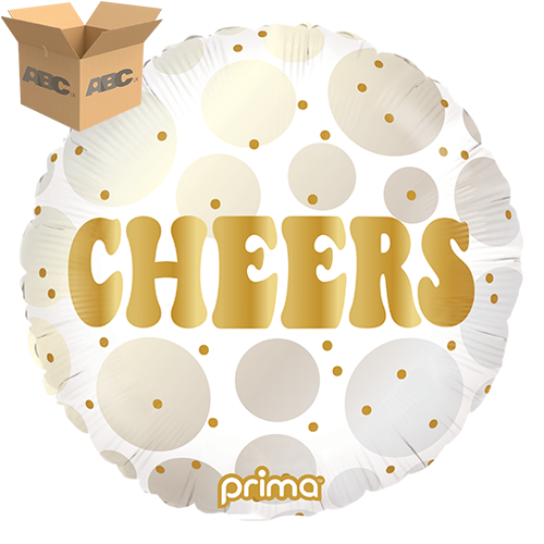 [PF-0023-18-50-1-CASE] 18" Round Cheers Gold and Neutral Dots (Case of 50) - Prima