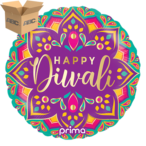 [PF-0052-18-50-1-CASE] 18" Round Happy Diwali (Case of 50) - Prima