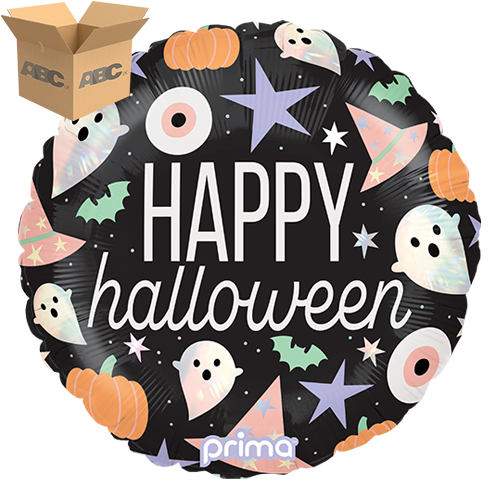 [PF-0006-18-50-1-CASE] 18" Round Happy Halloween Holographic Icons (Case of 50) - Prima