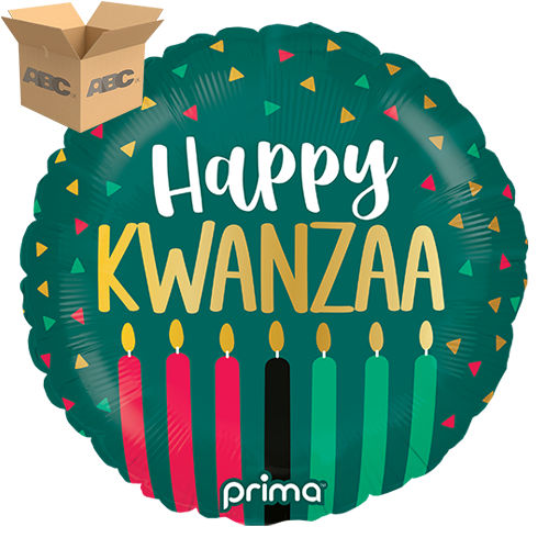 [PF-0056-18-50-1-CASE] 18" Round Happy Kwanzaa (Case of 50) - Prima