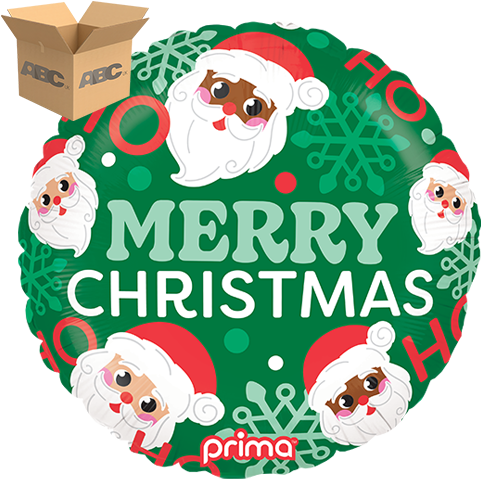 [PF-0017-18-50-1-CASE] 18" Round HoHo Happy Santa (Case of 50) - Prima