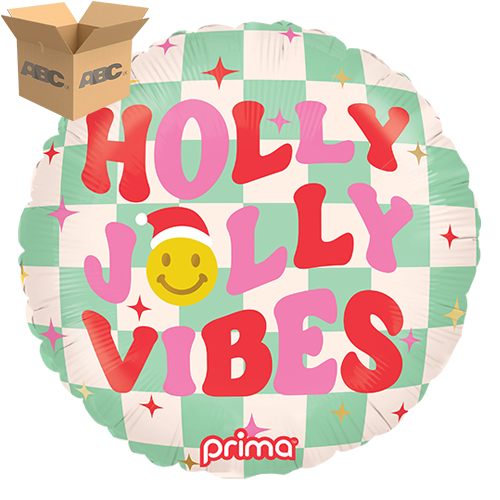 [PF-0015-18-50-1-CASE] 18" Round Holly Jolly Vibes Checker (Case of 50) - Prima
