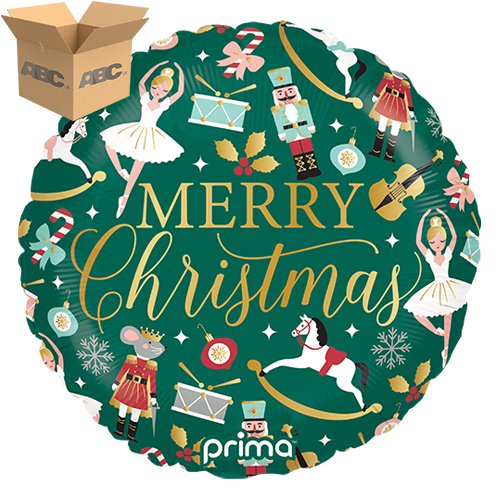 [PF-0010-18-50-1-CASE] 18" Round Merry Christmas Nutcracker Ballet (Case of 50) - Prima