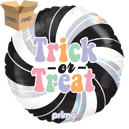 [PF-0005-18-50-1-CASE] 18" Round Trick-or-Treat Holographic Swirl (Case of 50) - Prima