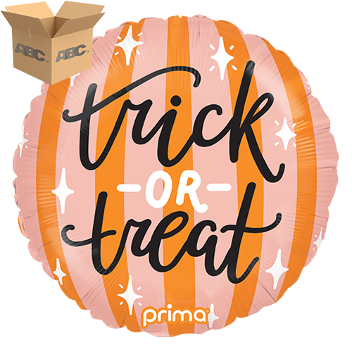 [PF-0003-18-50-1-CASE] 18" Round Trick-or-Treat Peach and Orange Stripes (Case of 50) - Prima