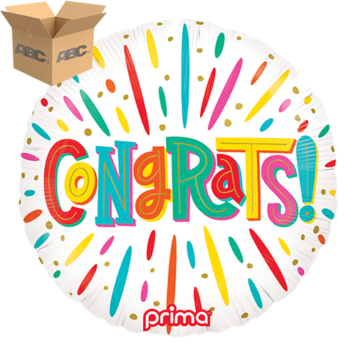 [PF-COCG-18-50-1-CASE] 18” Round Colorful Congrats (Case of 50) - Prima