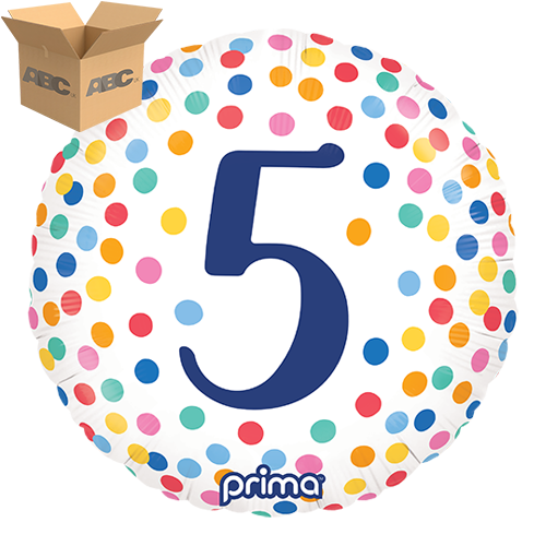 [PF-BDC5-18-50-1-CASE] 18” Round Happy Birthday Colorful Confetti 5 (Case of 50) - Prima