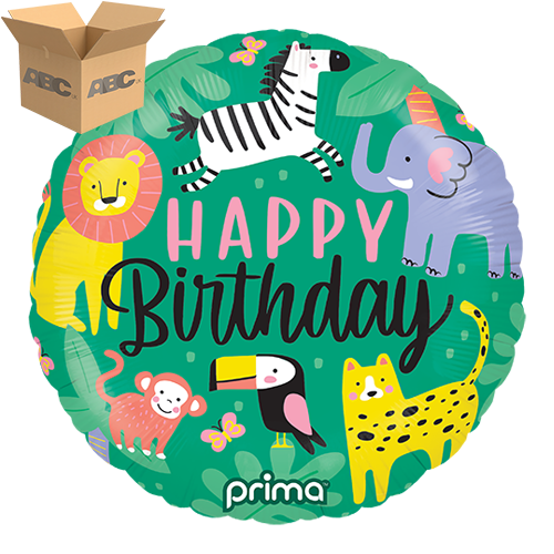 [PF-BDJG-18-50-1-CASE] 18” Round Happy Birthday Jungle (Case of 50) - Prima