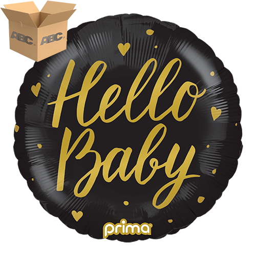 [PF-HBBK-18-50-1-CASE] 18” Round Hello Baby Black (Case of 50) - Prima