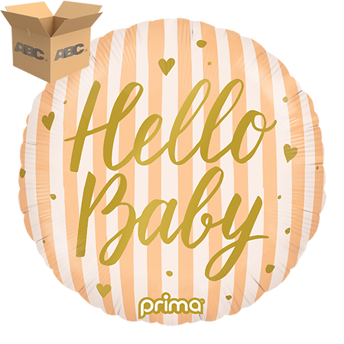 [PF-HBPH-18-50-1-CASE] 18” Round Hello Baby Peach Stripes (Case of 50) - Prima