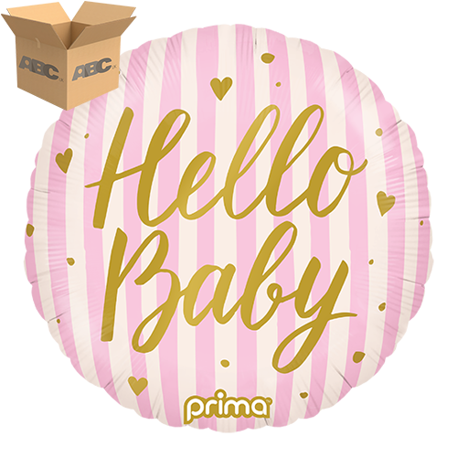 [PF-HBPK-18-50-1-CASE] 18” Round Hello Baby Pink Stripes (Case of 50) - Prima