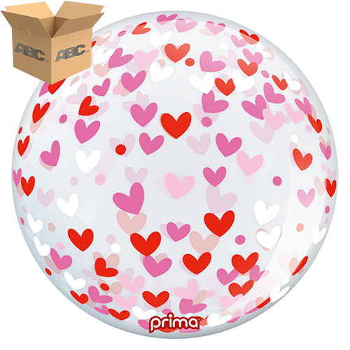 [PS-CHRT-22-50-1-CASE] 20” Colorful Hearts Sphere (Case of 50) - Prima