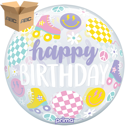 [PS-RSKT-20-50-1-CASE] 20” Retro Skates Birthday Sphere (Case of 50) - Prima