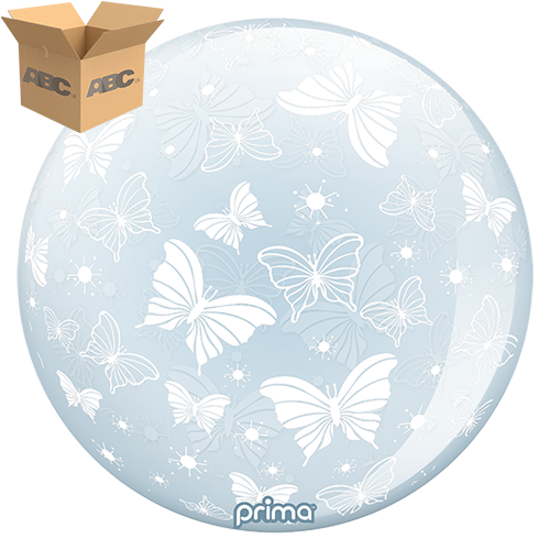 [PS-WBUT-22-50-1-CASE] 20” White Butterflies Sphere (Case of 50) - Prima