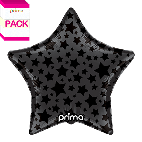 [PD-0034-18-50-1-BAND] 18" Star Black Shiny & Matte Stars (Pack of 5) - Prima