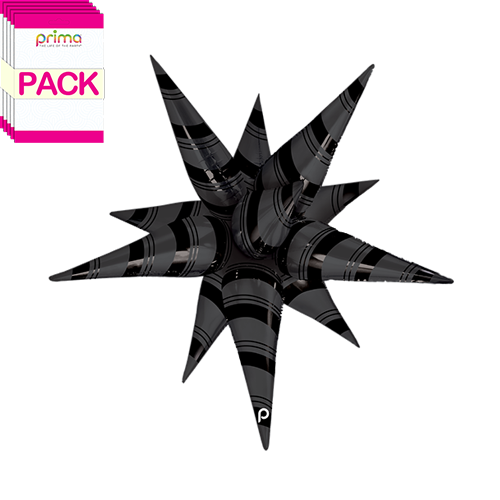 [PD-0026-26-50-1-BAND] 26" Black Matte & Shiny Stripes Starburst (Pack of 5) - Prima