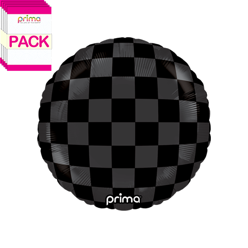 [PD-0028-9-50-6-BAND] 9" Round Black Shiny & Matte Checker Print (Pack of 5) - Prima