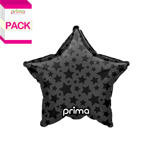 [PD-0033-9-50-6-BAND] 9" Star Black Shiny & Matte Stars (Pack of 5) - Prima