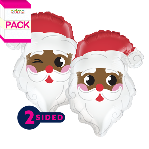 [PF-0044-11-50-2-BAND] 11" Air-fill Dark Skin Santa Head Shape (Pack of 5) - Prima