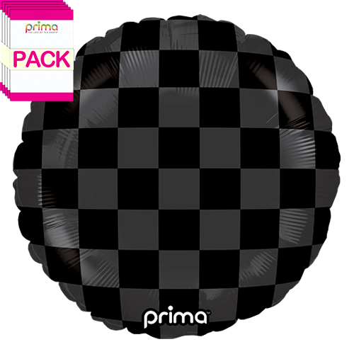 [PD-0029-18-50-1-BAND] 18" Round Black Shiny & Matte Checker Print (Pack of 5) - Prima
