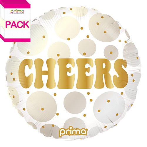 [PF-0023-18-50-1-BAND] 18" Round Cheers Gold and Neutral Dots (Pack of 5) - Prima