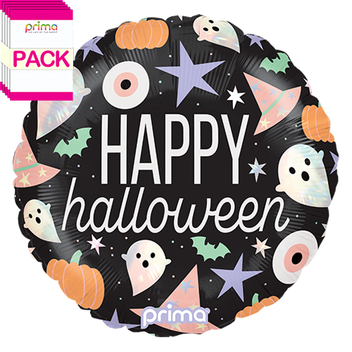 [PF-0006-18-50-1-BAND] 18" Round Happy Halloween Holographic Icons (Pack of 5) - Prima